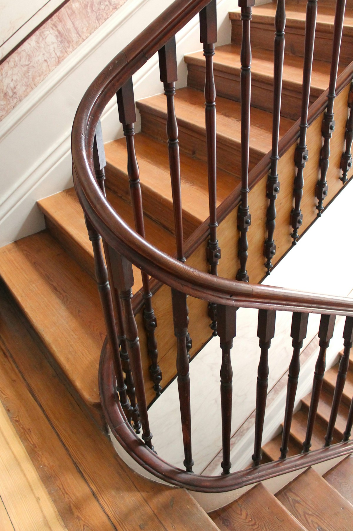Illustrative wooden staircase or handrail